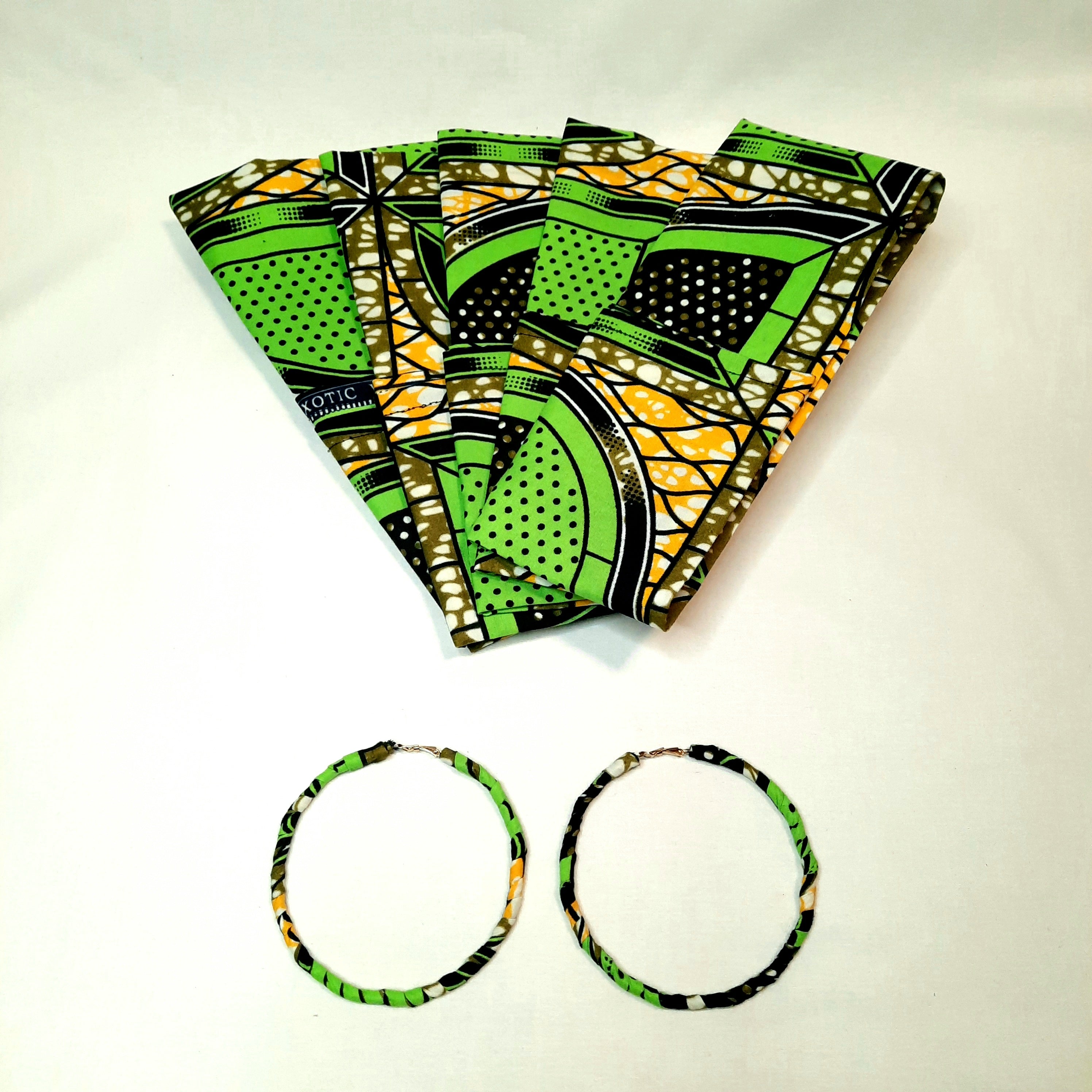 Emerald Hoops & Headwrap set