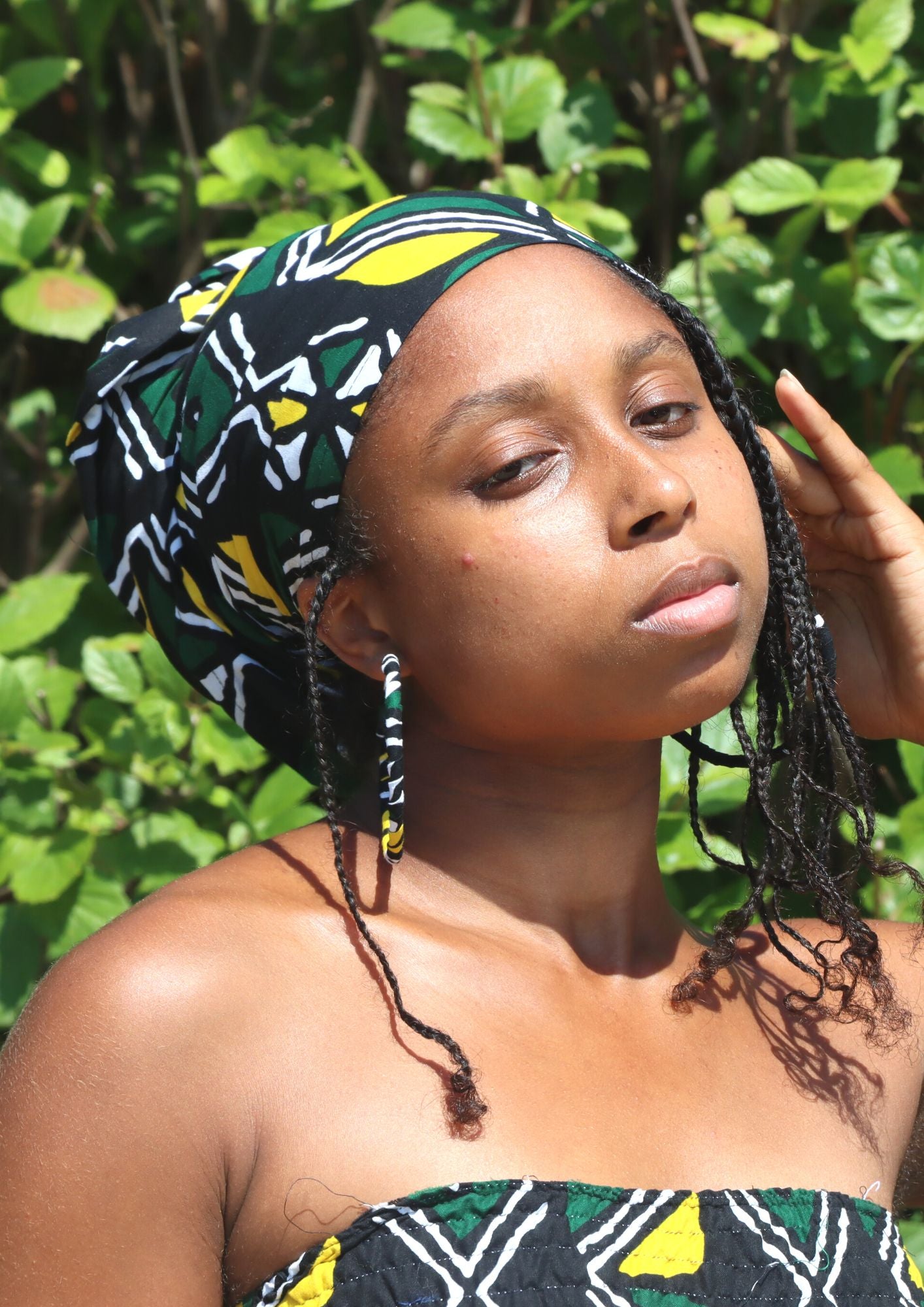 Onyx Hoops & Headwrap set